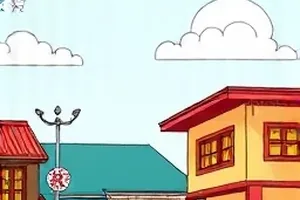 机场问路场景口语陪练封面，登机牌与指示牌简笔插画